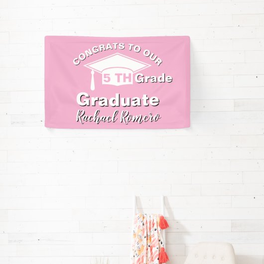 Congratulations 5th Grade Graduation Pink 横断幕 (インサイチュ)