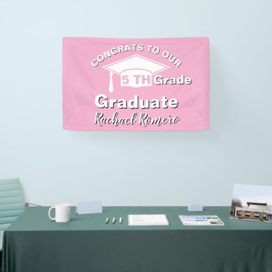 Congratulations 5th Grade Graduation Pink 横断幕 (トレードショー)