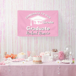 Congratulations 5th Grade Graduation Pink 横断幕
