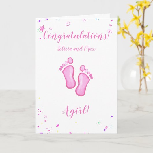 Congratulations a baby girl customizable names カード (黄色い花)