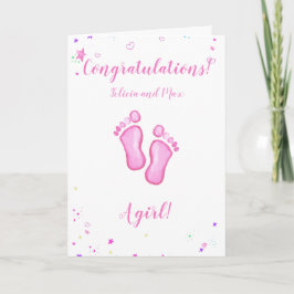 Congratulations a baby girl customizable names カード