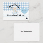 Congratulations Baby Boy Card, Welcome Newborn Son ノートカード (正面/裏面)