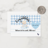 Congratulations Baby Boy Card, Welcome Newborn Son ノートカード (正面/裏面インサイチュ)