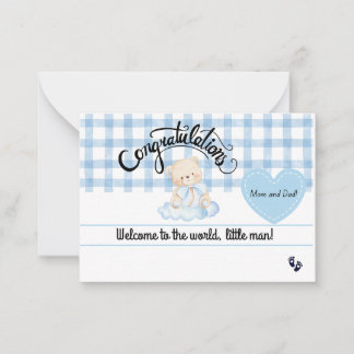 Congratulations Baby Boy Card, Welcome Newborn Son ノートカード