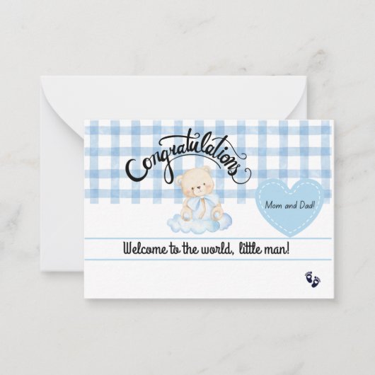 Congratulations Baby Boy Card, Welcome Newborn Son ノートカード (正面)