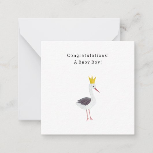 Congratulations Baby Boy Newborn Birth Stork Card ノートカード (正面)