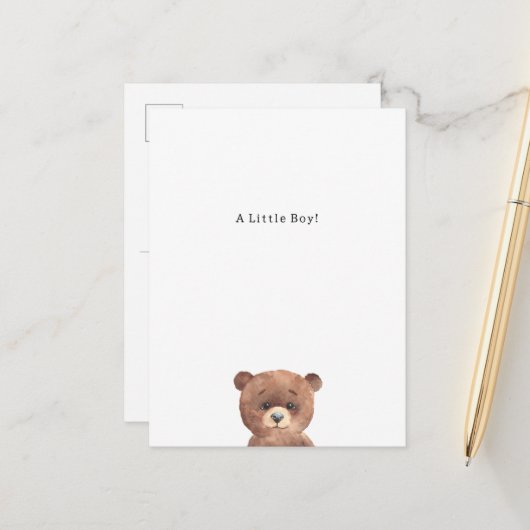 Congratulations Bear New Baby Birth Card ポストカード (正面/裏面インサイチュ)