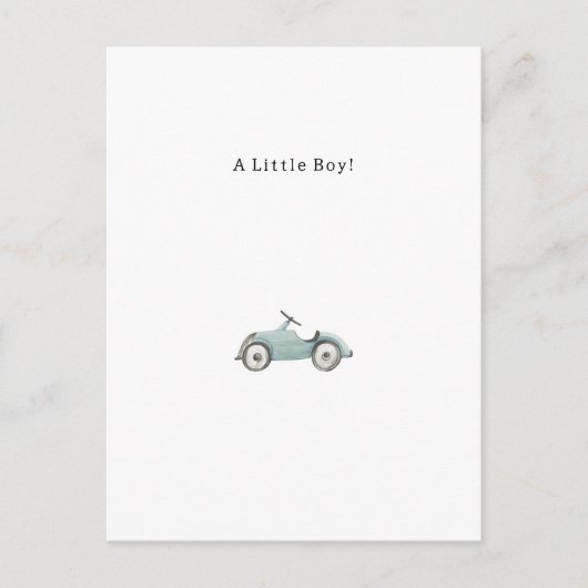 Congratulations Blue Car New Baby Birth Card ポストカード (正面)