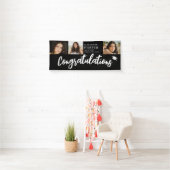 Congratulations Brush Script  3 Photo Graduation  横断幕 (インサイチュ)