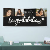 Congratulations Brush Script  3 Photo Graduation  横断幕 (トレードショー)
