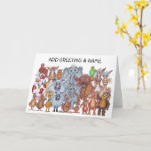 Congratulations Caricature Animals  Card カード (黄色い花)