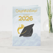 Congratulations Class of 2026 Black Graduation Cap カード (正面)