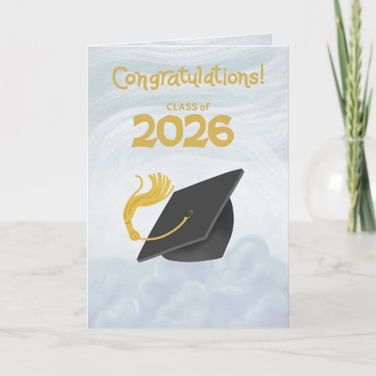 Congratulations Class of 2026 Black Graduation Cap カード (正面)