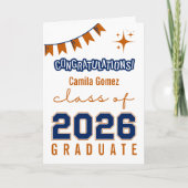 Congratulations Class of 2026 Blue Orange Grad カード (正面)