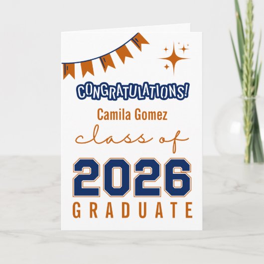 Congratulations Class of 2026 Blue Orange Grad カード (正面)