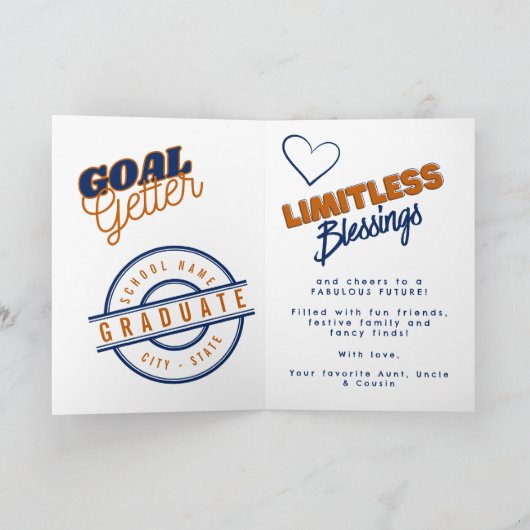 Congratulations Class of 2026 Blue Orange Grad カード (内部)