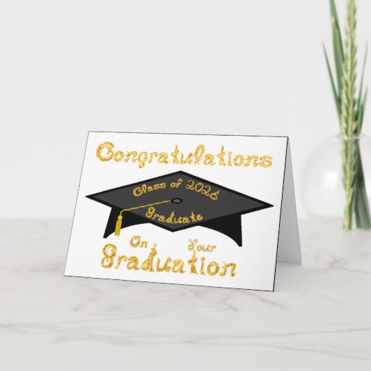 Congratulations Class of 2026 Graduate Black Gold カード (正面)
