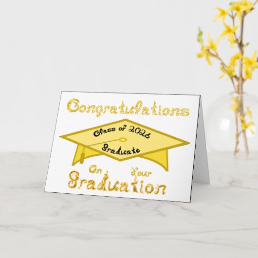 Congratulations Class of 2026 Graduate Gold Cap カード (黄色い花)