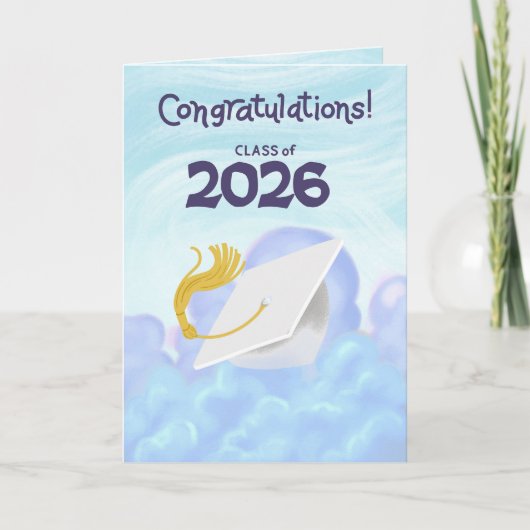 Congratulations Class of 2026 White Graduation Cap カード (正面)
