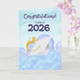 Congratulations Class of 2026 White Graduation Cap カード