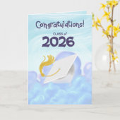 Congratulations Class of 2026 White Graduation Cap カード (黄色い花)