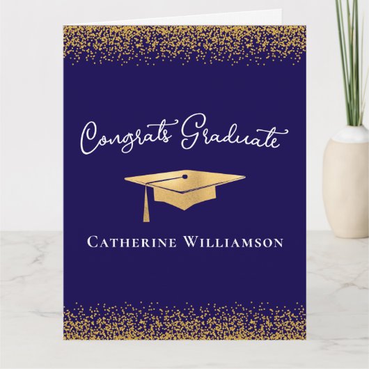 Congratulations Custom Elegant Gold Graduation カード (正面)