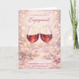 Congratulations Engagement Card - Wine Glasses カード
