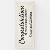 Congratulations Engagement Script Name Cream White 横断幕 (縦)