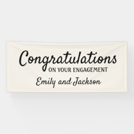 Congratulations Engagement Script Name Cream White 横断幕