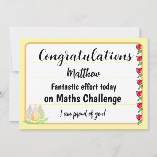 Congratulations Fantastic Effort Today Card シーズンカード (正面)