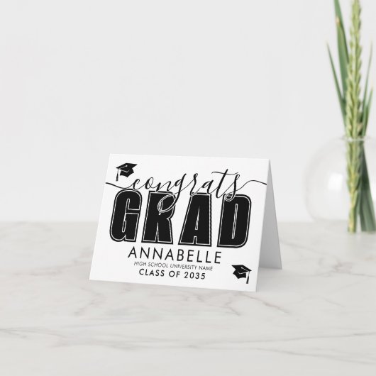 Congratulations Grad Black White Graduation カード (正面)