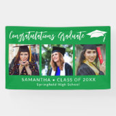 Congratulations Grad Cap Green 3 Photo Graduation 横断幕 (横)