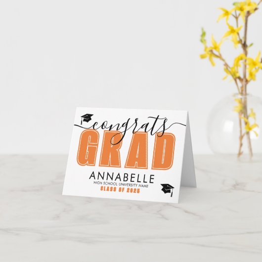 Congratulations Grad Orange Graduation カード (黄色い花)