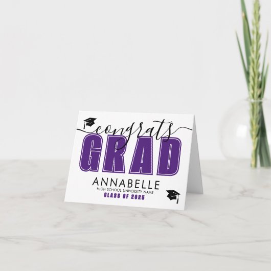 Congratulations Grad Purple Graduation カード (正面)