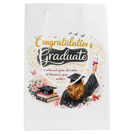 Congratulations Graduate Gift Bag Idea ミディアムペーパーバッグ (正面)