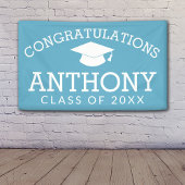 Congratulations Graduate Graduation Cap Text blue 横断幕