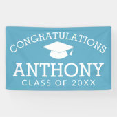 Congratulations Graduate Graduation Cap Text blue 横断幕 (横)