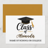 Congratulations Graduate Name Script Graduation  招待状 (正面/裏面)