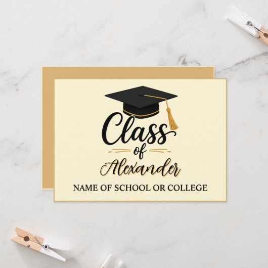 Congratulations Graduate Name Script Graduation  I 招待状 (正面/裏面インサイチュ)