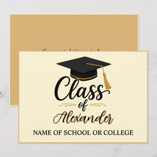 Congratulations Graduate Name Script Graduation  I 招待状 (正面/裏面)