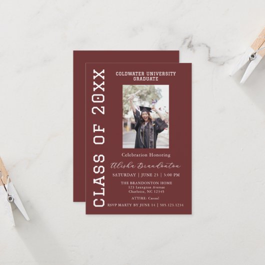 Congratulations Graduate Photo Party Invitation 招待状 (正面/裏面インサイチュ)