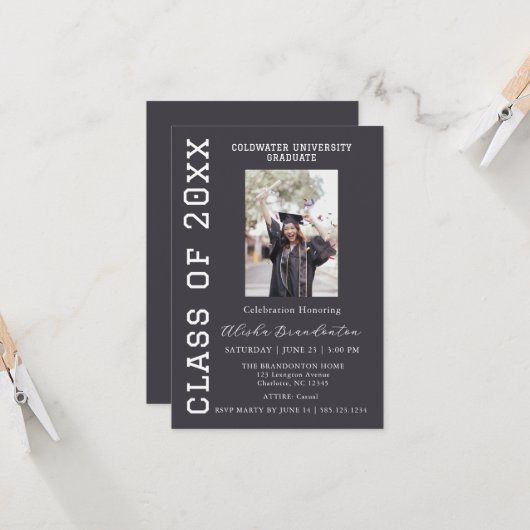 Congratulations Graduate Photo Party Invitation 招待状 (正面/裏面インサイチュ)