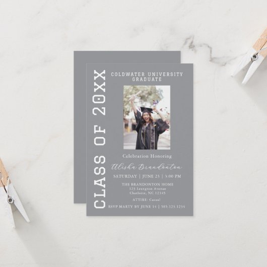 Congratulations Graduate Photo Party Invitation 招待状 (正面/裏面インサイチュ)