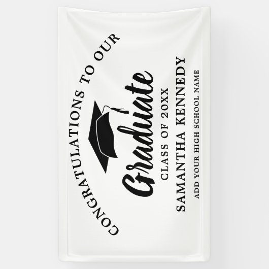 Congratulations Graduate Simple Black And White 横断幕 (縦)