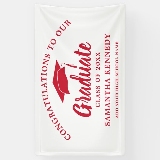 Congratulations Graduate Simple Red And White 横断幕 (縦)