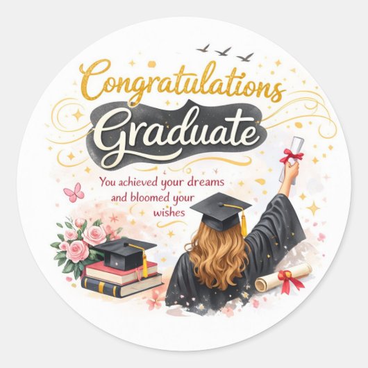Congratulations Graduate Sticker Gift Idea ラウンドシール (正面)