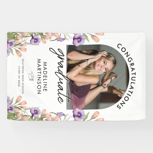 Congratulations Graduate Wildflowers Arch Photo 横断幕 (横)