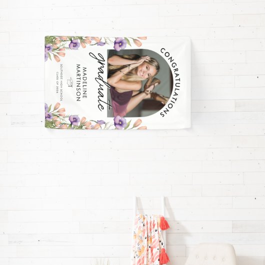 Congratulations Graduate Wildflowers Arch Photo 横断幕 (インサイチュ)