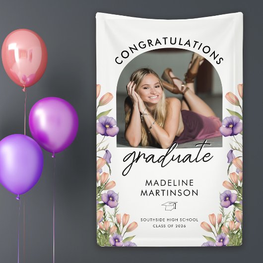 Congratulations Graduate Wildflowers Arch Photo 横断幕