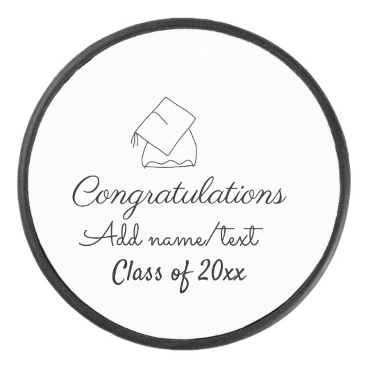 Congratulations graduation add name text year clas アイスホッケーパック (正面)